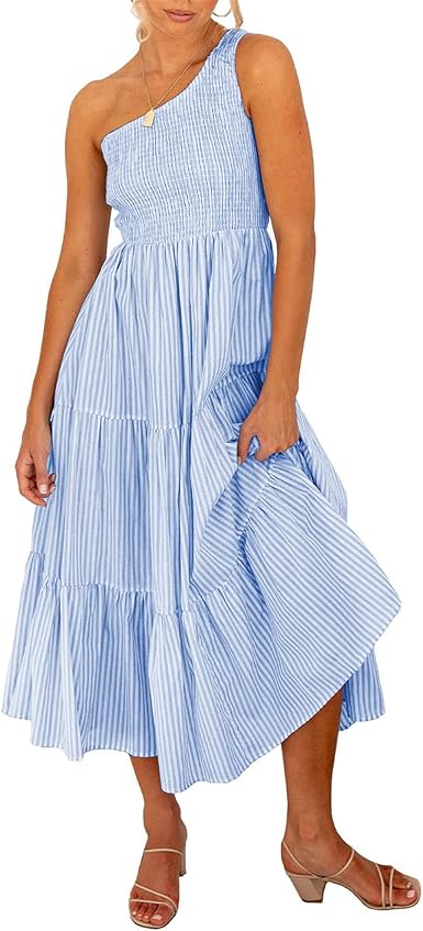 BTFBM Women One Shoulder Sleeveless Casual Summer Dresses 2023