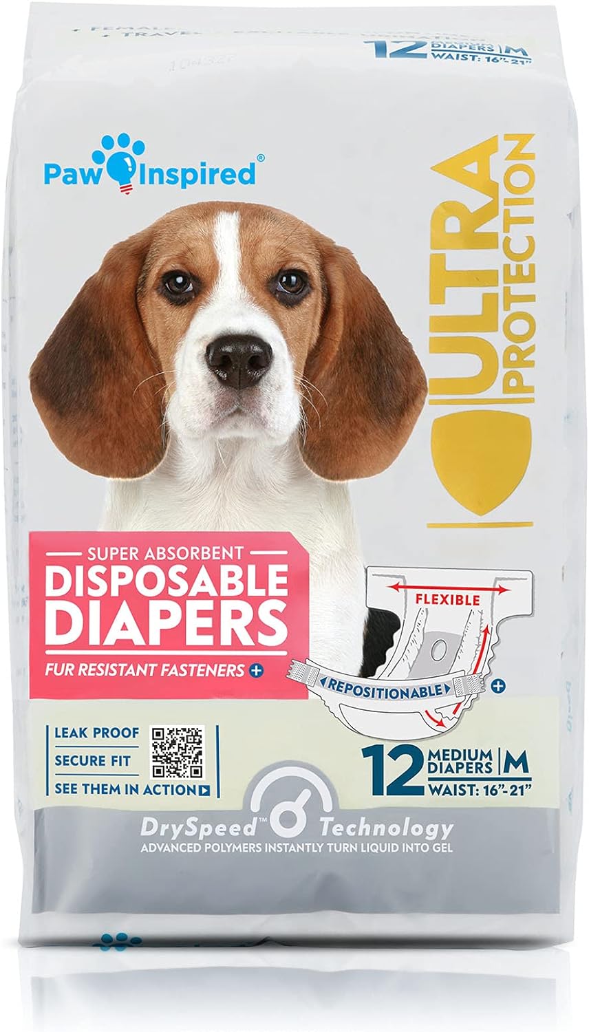 Paw Inspired Disposable Dog Diapers | Ultra Protection for Female Dogs