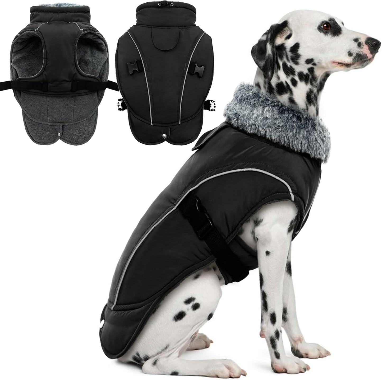 DENTRUN Winter Warm Dog Coat Reflective Jacket for Cold Weather