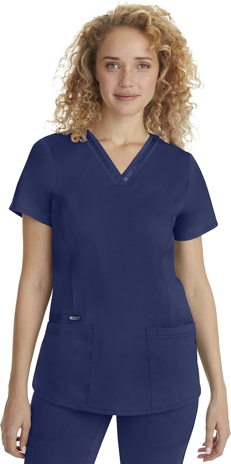 Healing Hands Women's Scrub Top with 3 Pockets and Stretch Fabric
