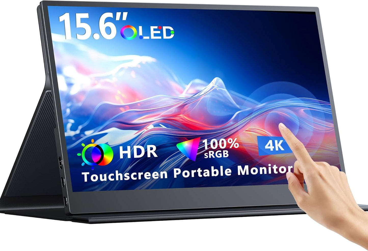 4K OLED Touchscreen 15.6 Portable Monitor - Dual USB C HDMI, Travel-friendly