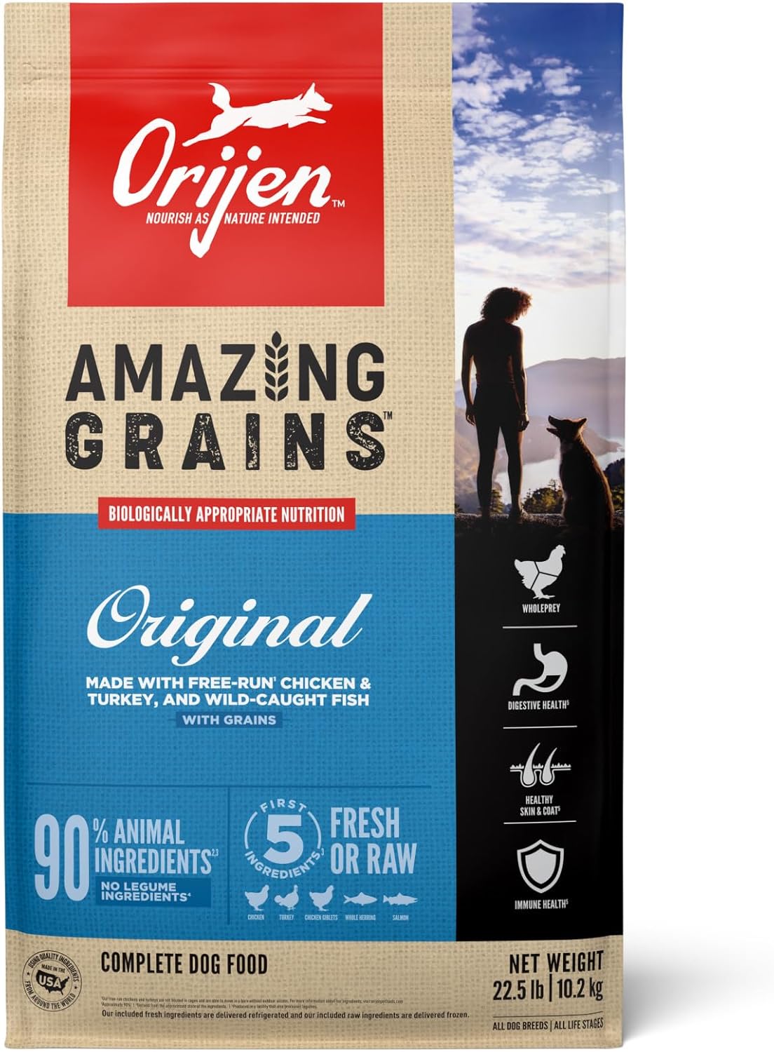 ORIJEN Amazing Grains High Protein Dry Dog Food for Optimal Health
