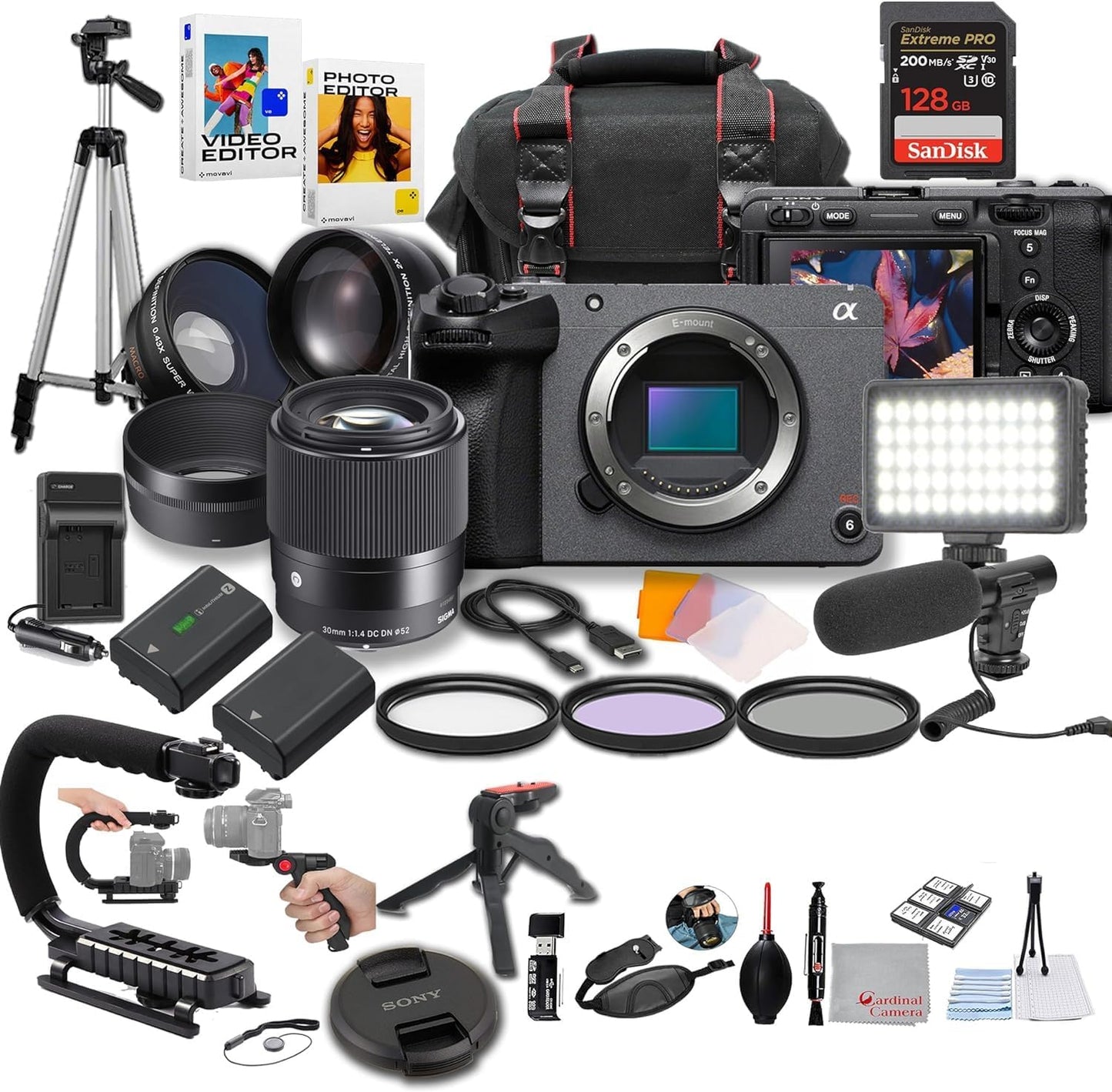 Sony FX30 Digital Cinema Camera Bundle with Sigma Lens & More
