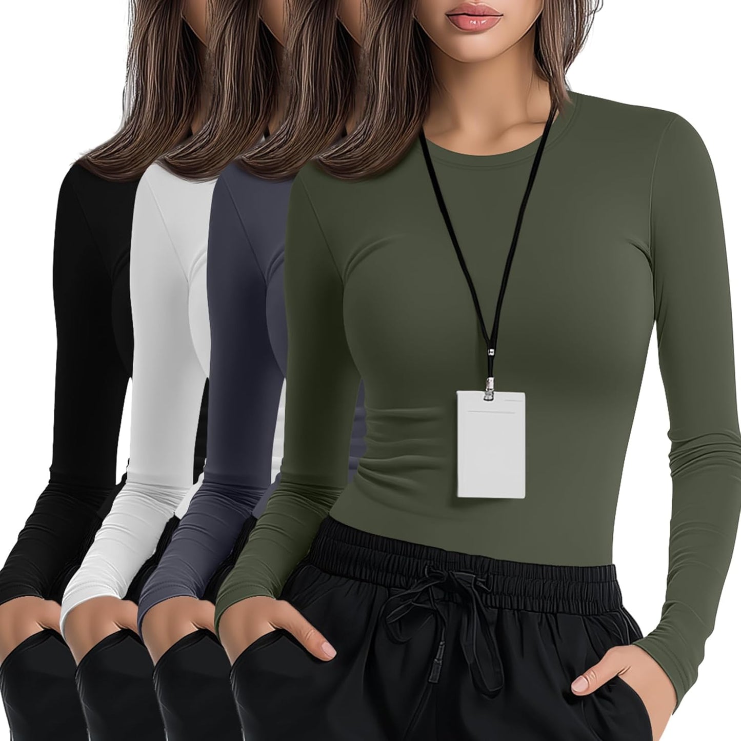 4 Pack Women's Long Sleeve Underscrub Shirts for Comfort
