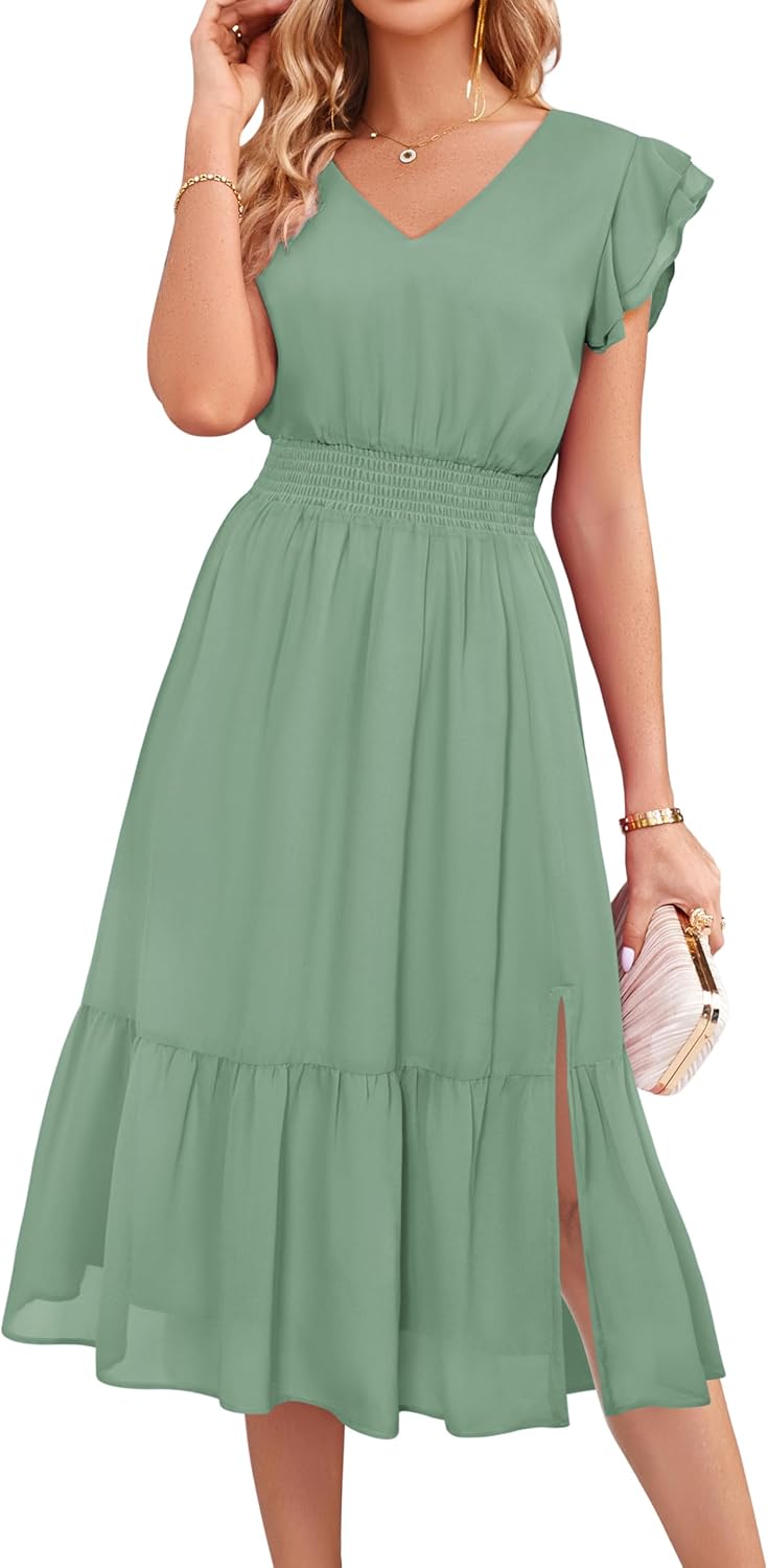 Grace Karin Women's V Neck Ruffle Sleeve Summer Dress 2025