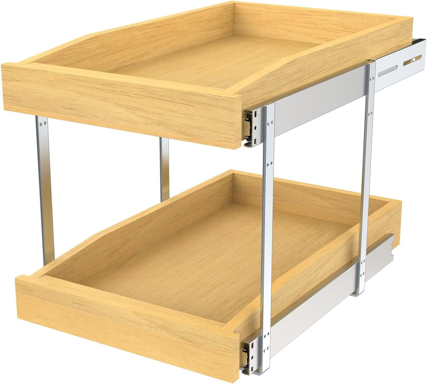 2 Tier Pull Out Cabinet Organizer for Kitchen and Bathroom Use
