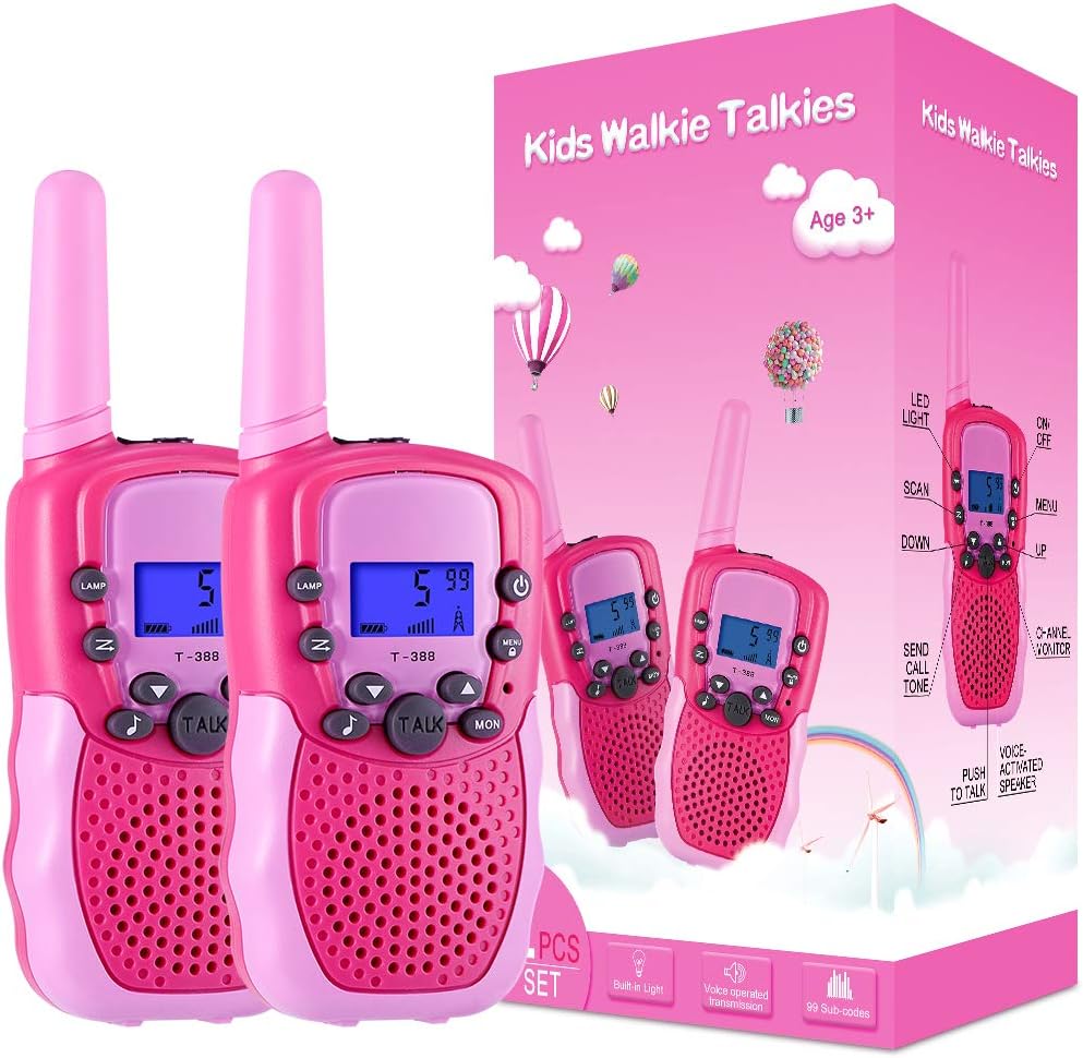Selieve Kids Walkie Talkies: 3 Miles Range, 22 Channels, Backlit LCD - Ideal Outdoor Adventure Gear