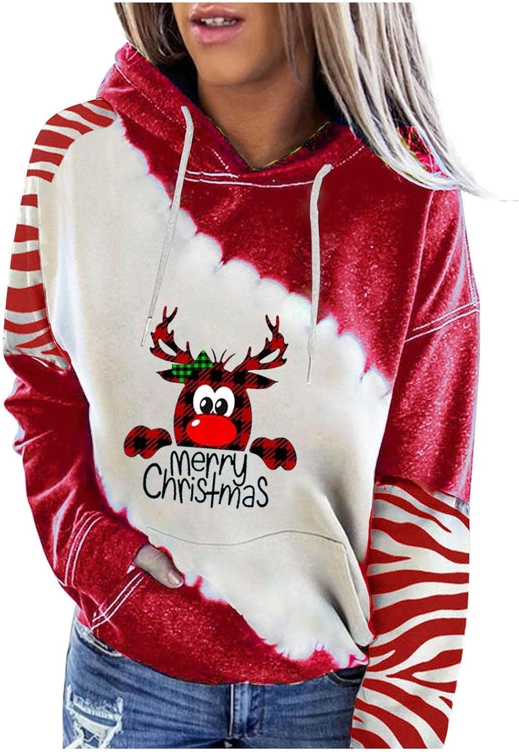 Wine Glasses Santa Hat Christmas Hoodie with Pockets by SMIDOW