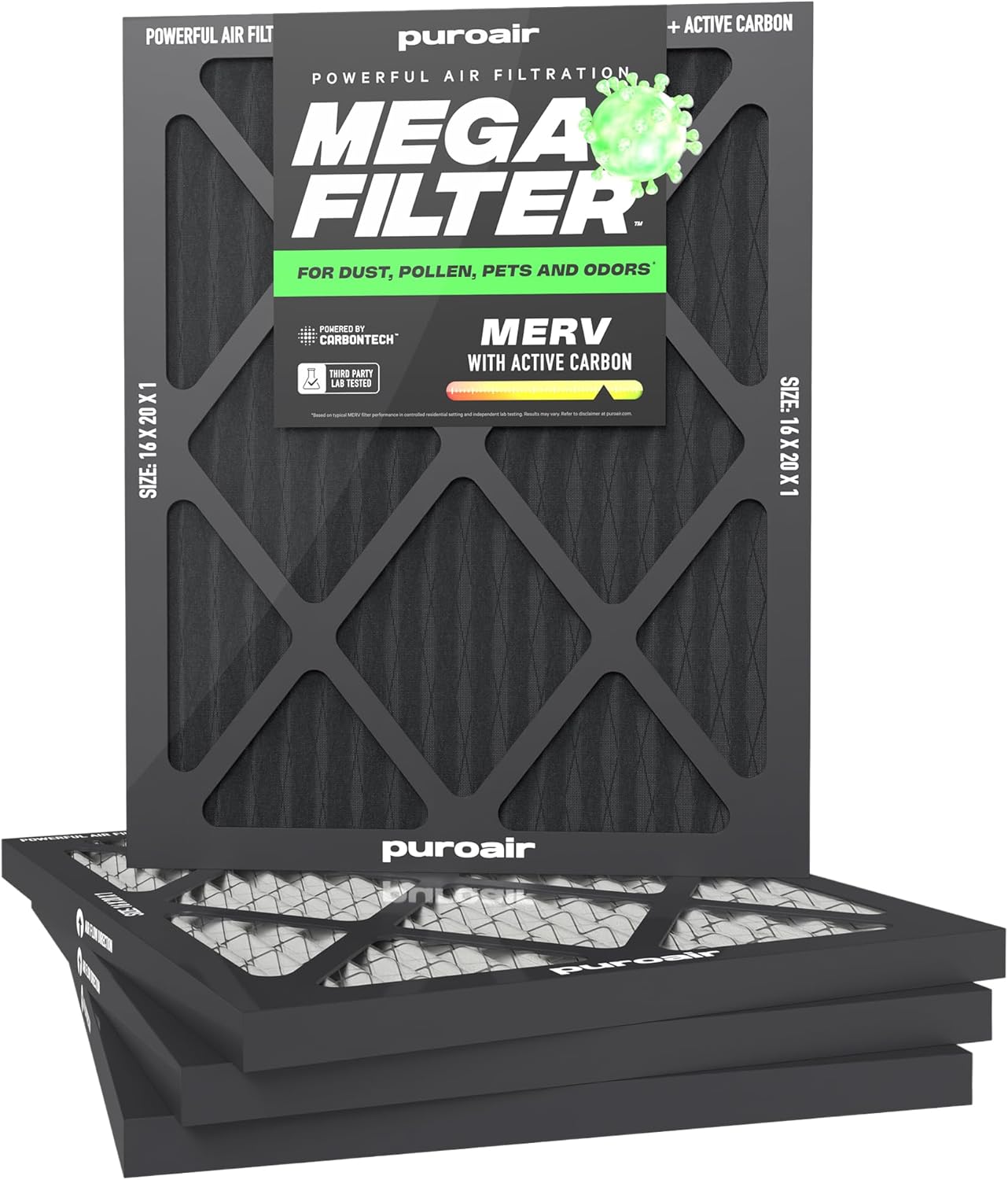 PuroAir Mega Filter 16x20x1 MERV 13 for Cleaner Home Air