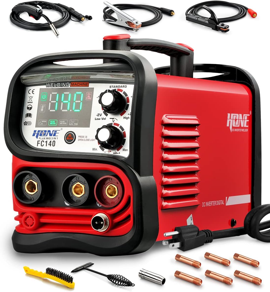 HONE MIG Welder 110V 140Amp 3 in 1 Synergic Welding Machine