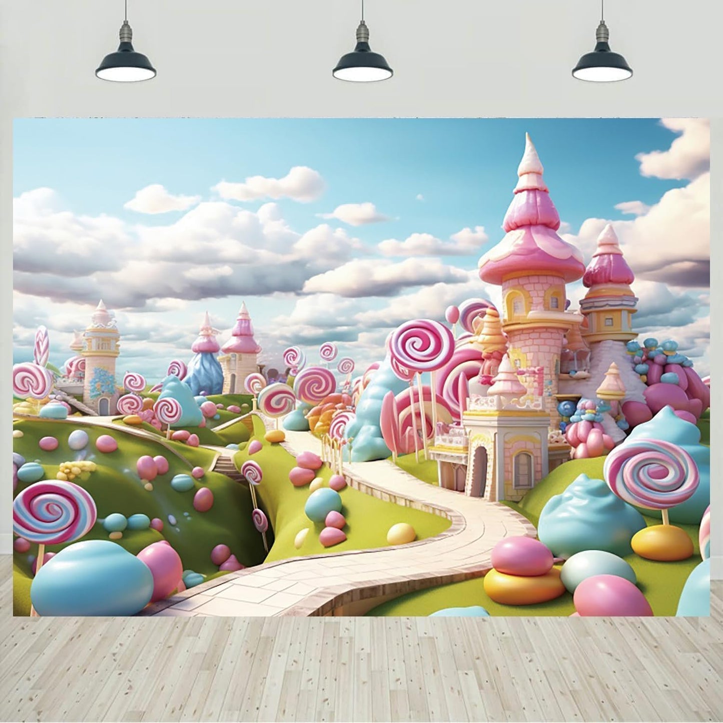 15x10ft Candyland Backdrop for Fantasy Sweet Candy Castle
