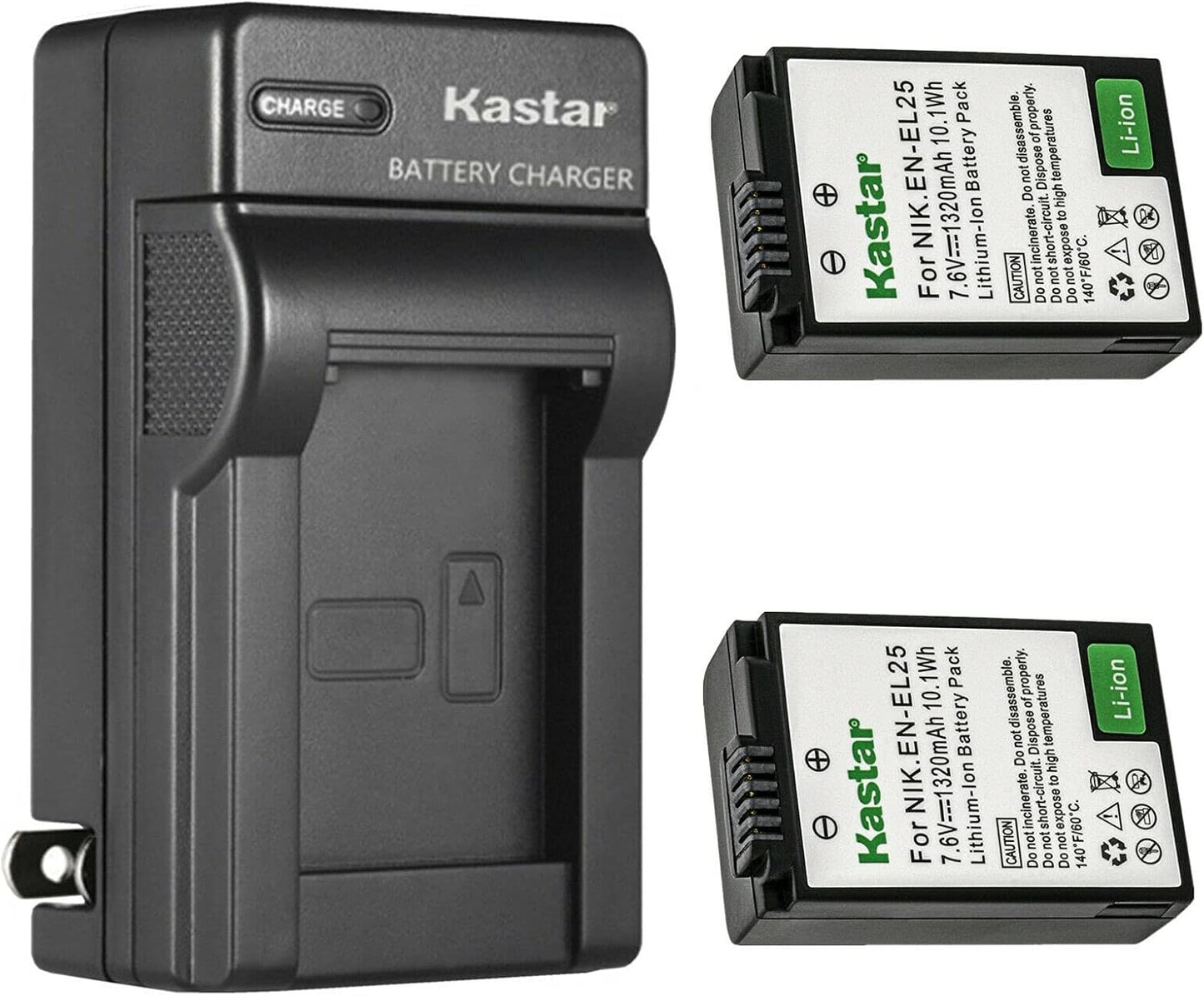 Kastar 2-Pack Battery and AC Wall Charger for Nikon Z 30