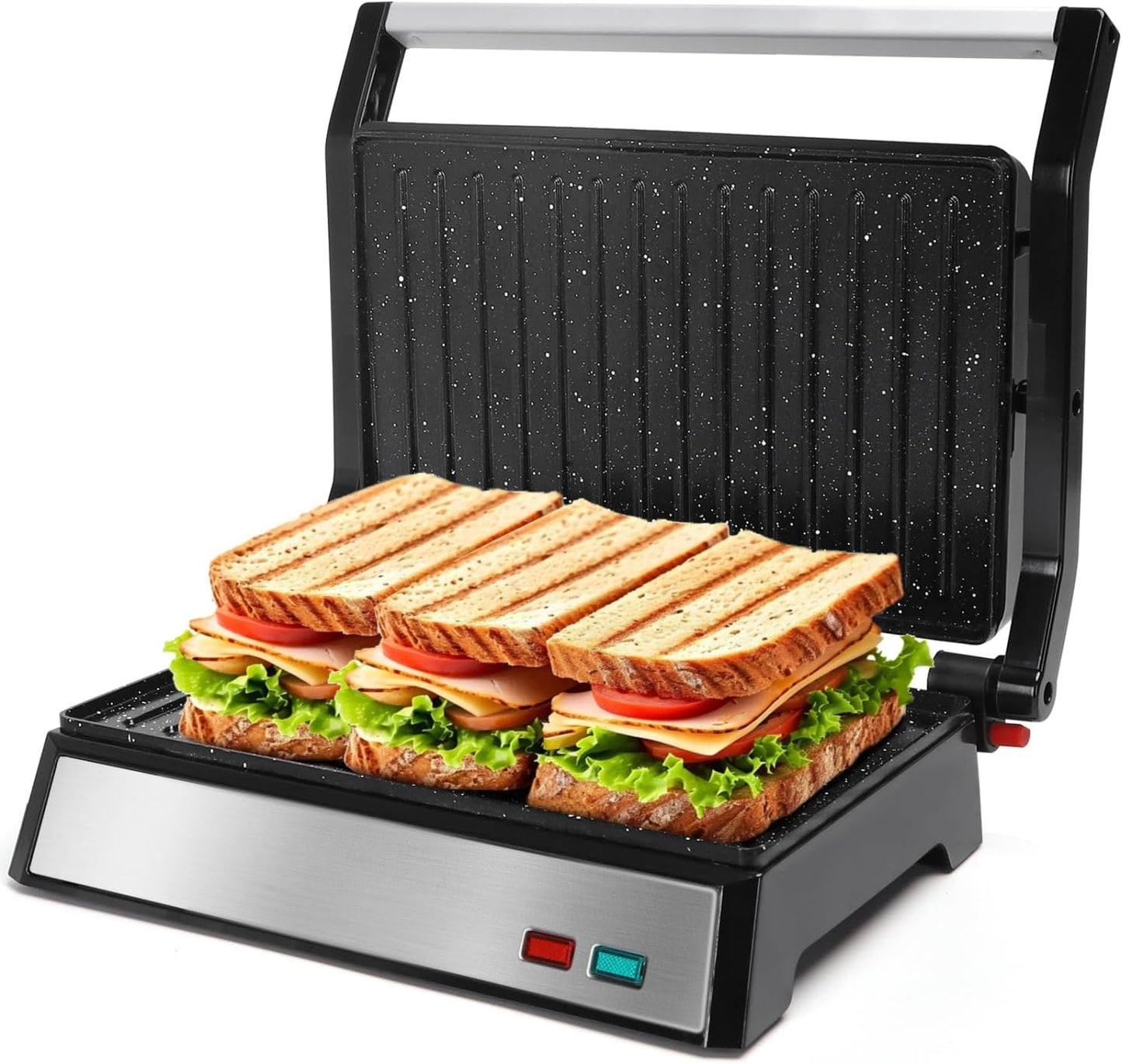 Aigostar 1200W Panini Press & Grill - Non-Stick Plates, Stainless Steel