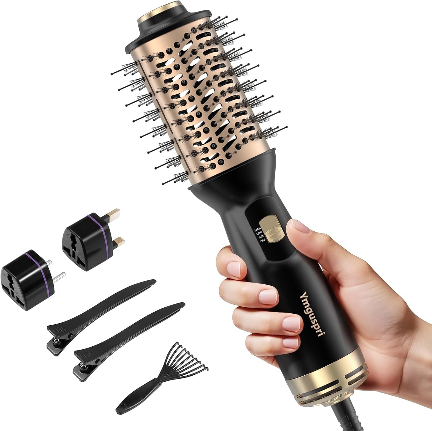 4-in-1 Dual Voltage Hair Dryer Brush for Effortless Styling