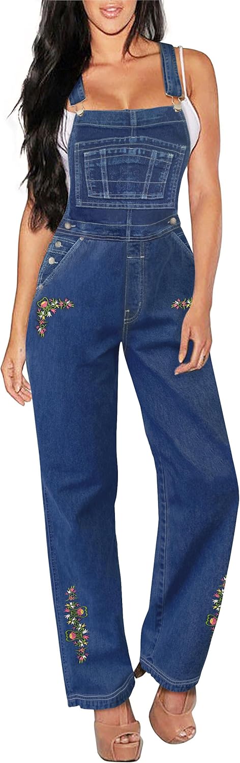 Hybrid & Company Womens Super Comfy Stretch Denim Jumpsuit