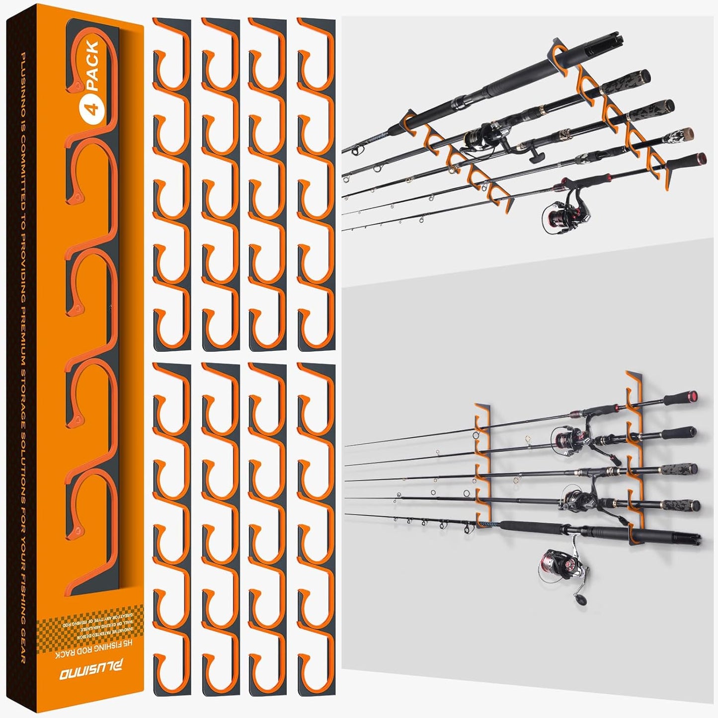PLUSINNO H5 Fishing Rod Holders for Organized Garage Storage