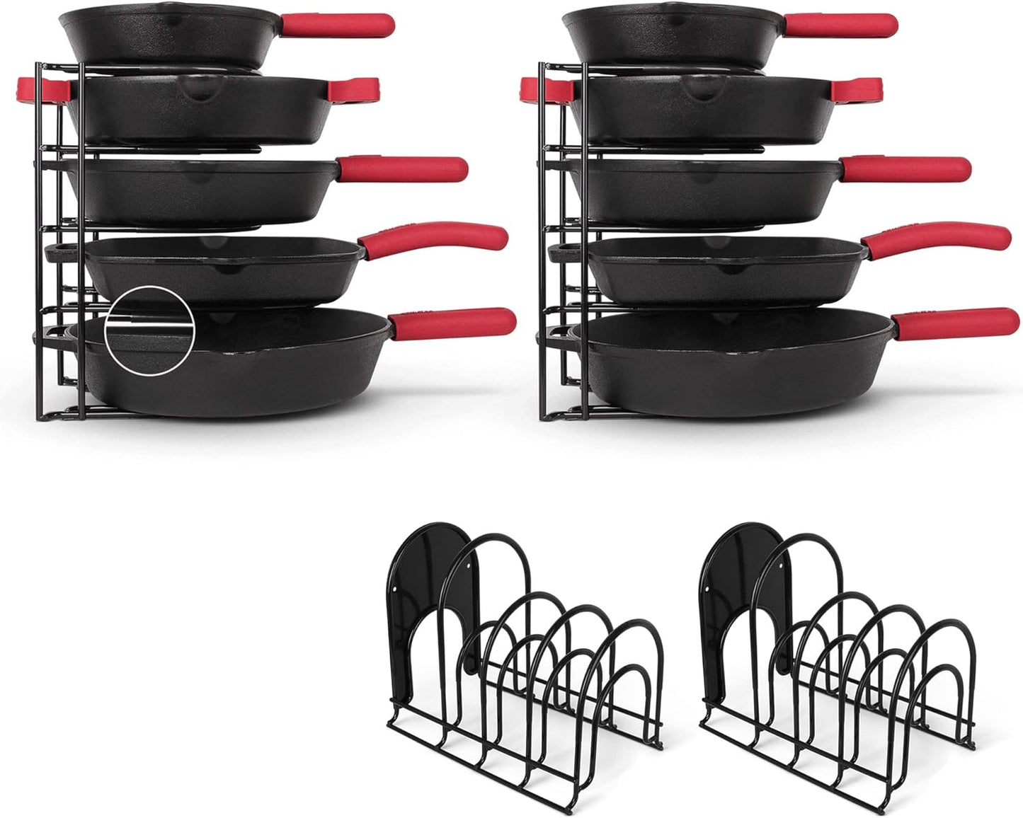 Cuisinel Pots and Pans Organizers - Heavy Duty Skillet Rack