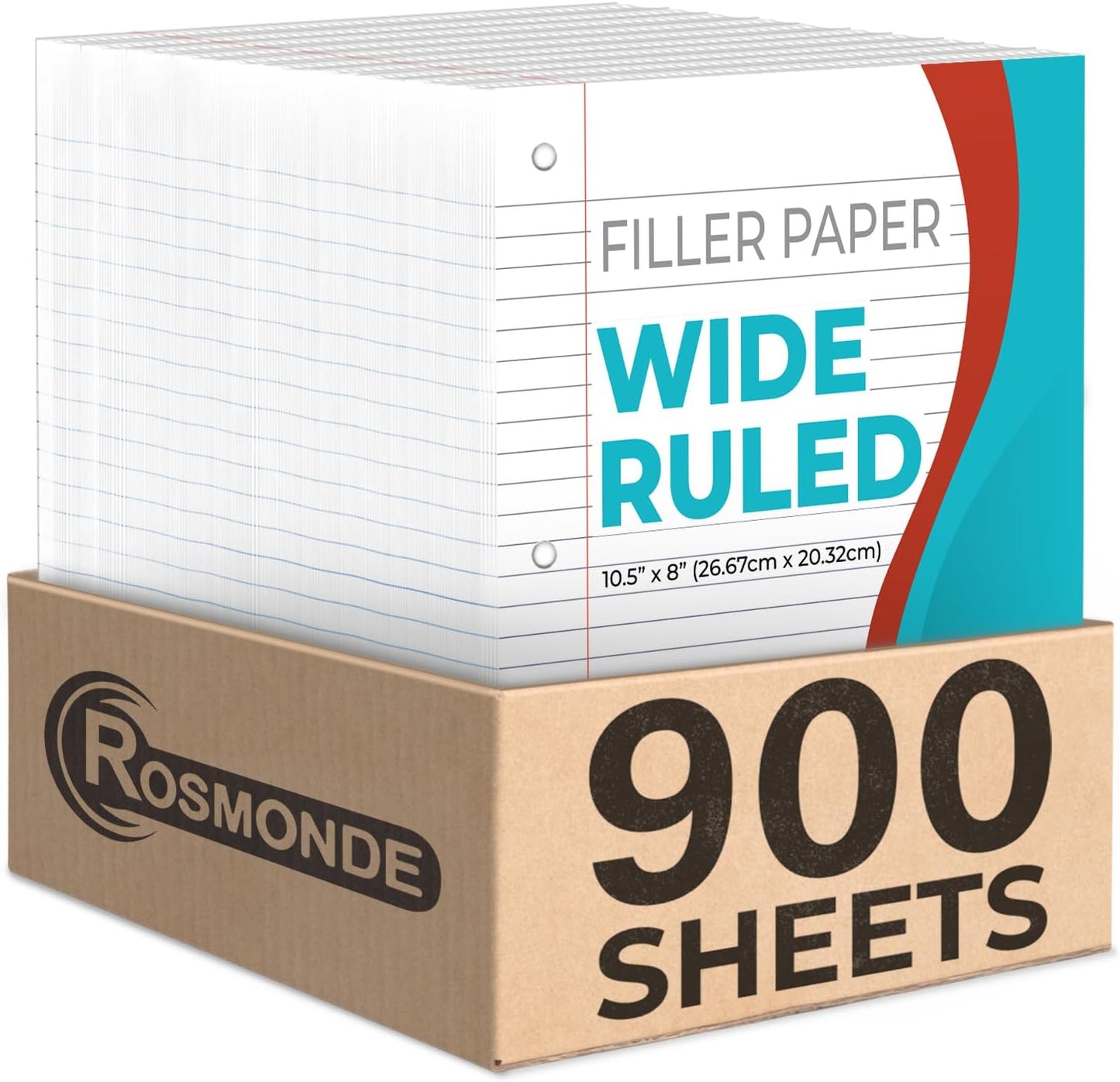 900 Sheets Loose Leaf Paper 6 Pack - Wide Ruled Filler for School - Rosmonde