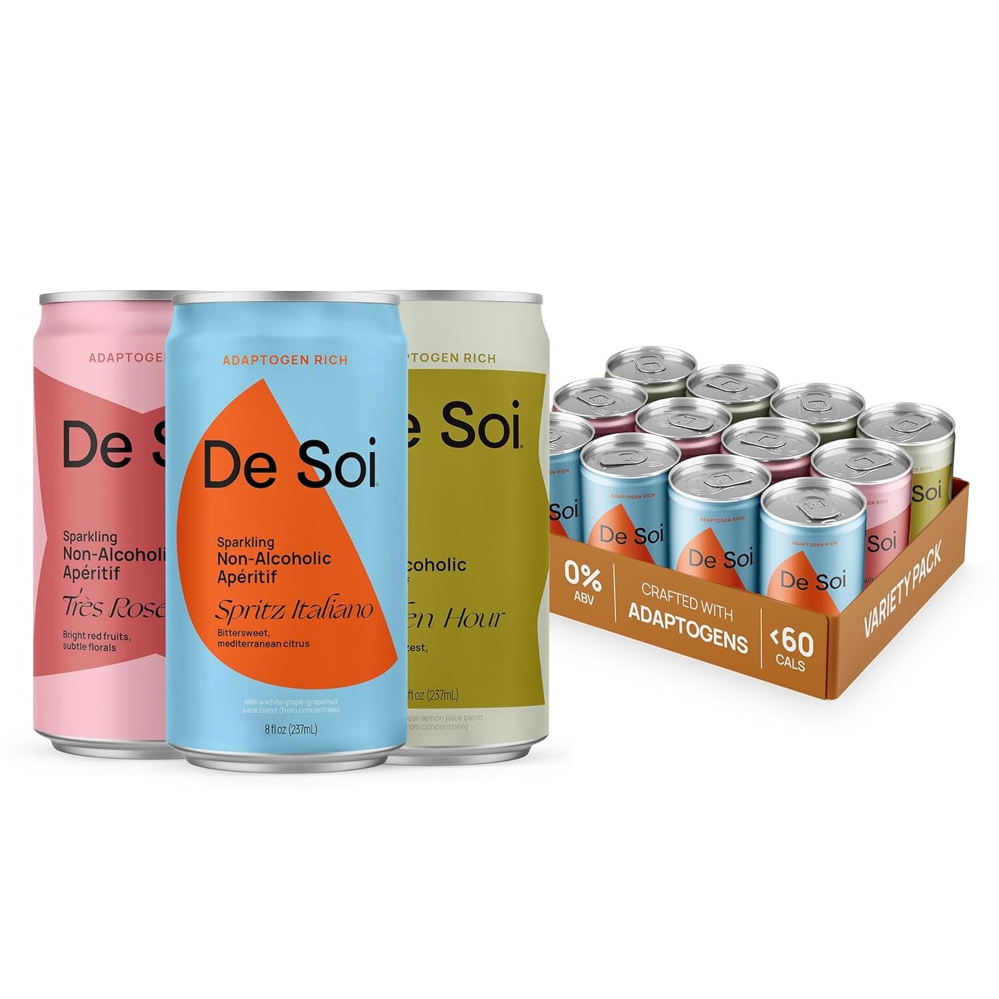 De Soi Variety Pack Mocktails - Sophisticated Non-Alcoholic Drinks
