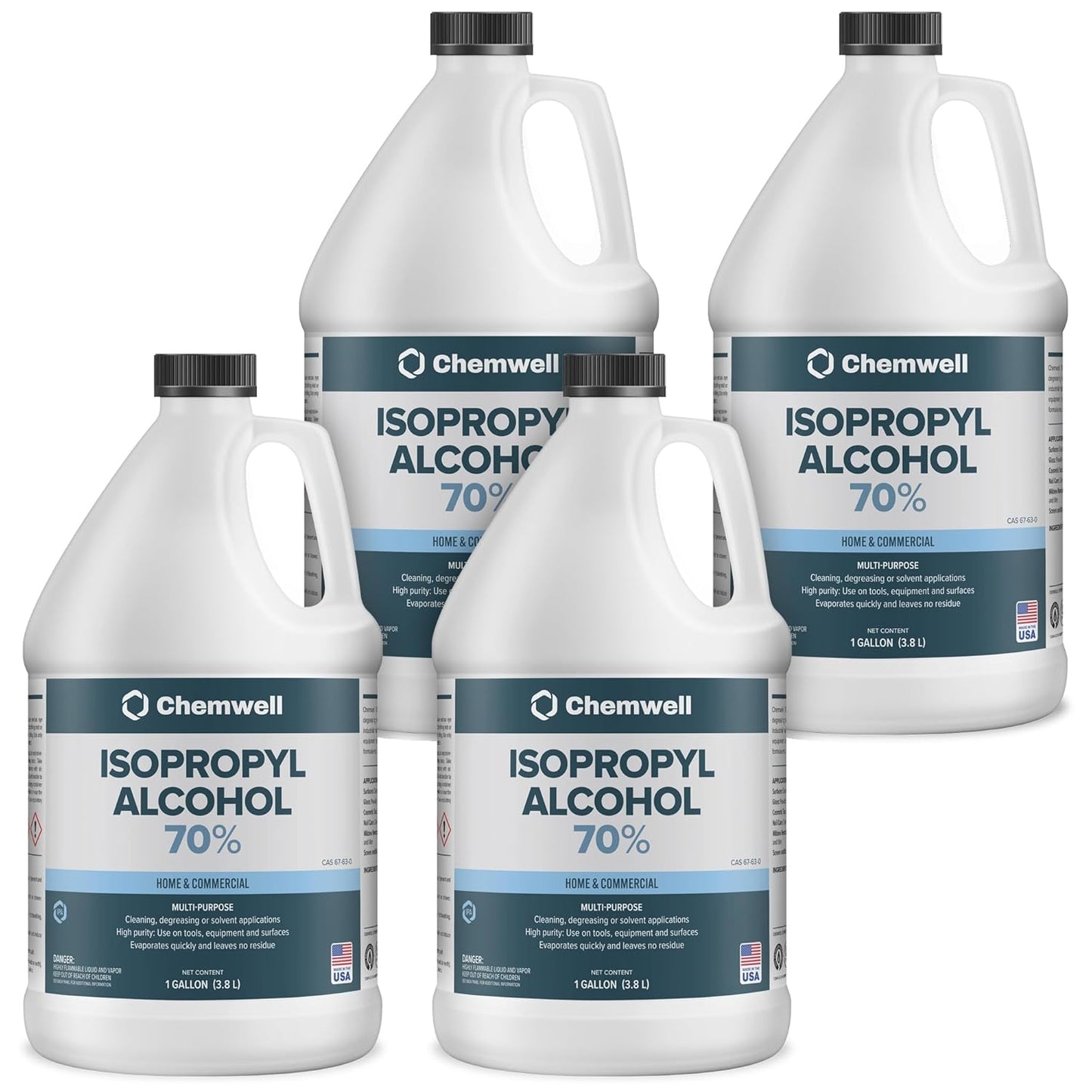 Isopropyl Alcohol 70% - High Purity Cleaner & Solvent 4 Pack
