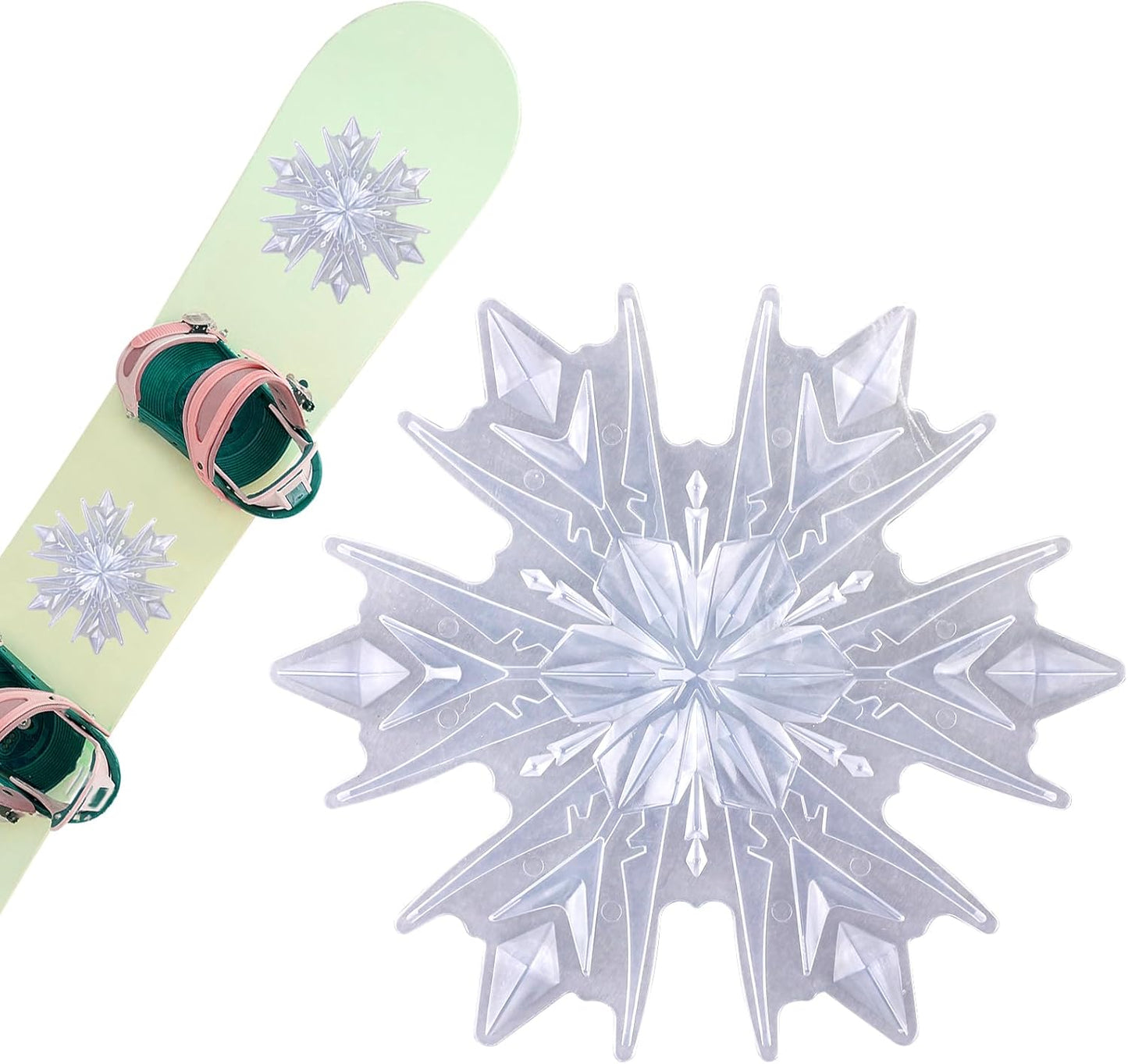 2Pcs Clear Snowboard Stomp Pads - Anti-Slip Snowflake Design