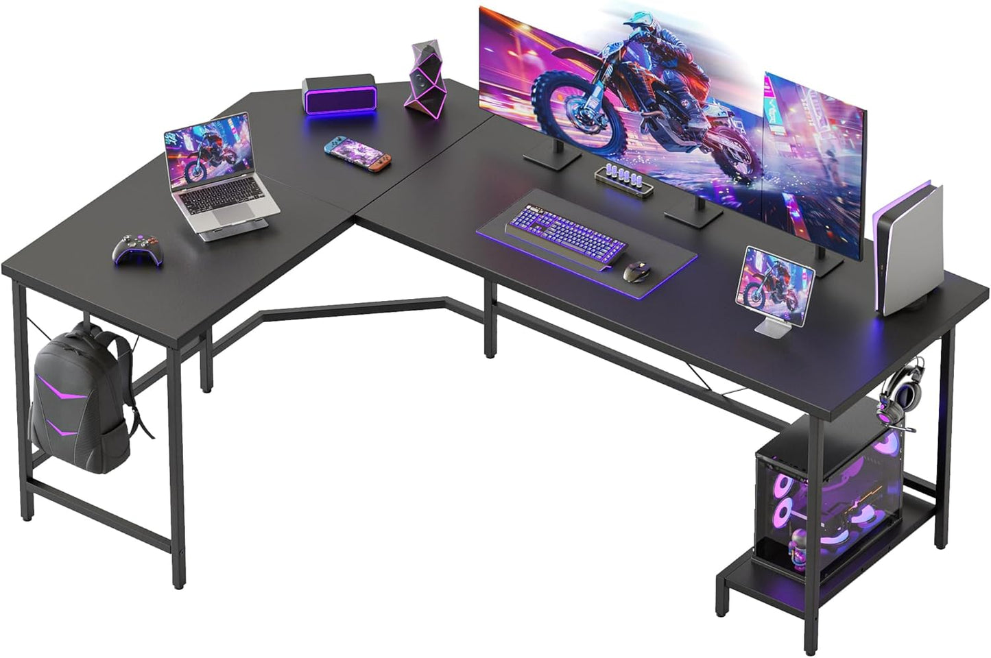 L Shaped Gaming Desk 59in for Home Office and Writing Workstation