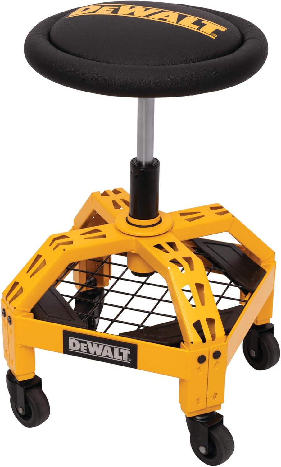 DEWALT Heavy-Duty Metal Rolling Stool with Adjustable Height