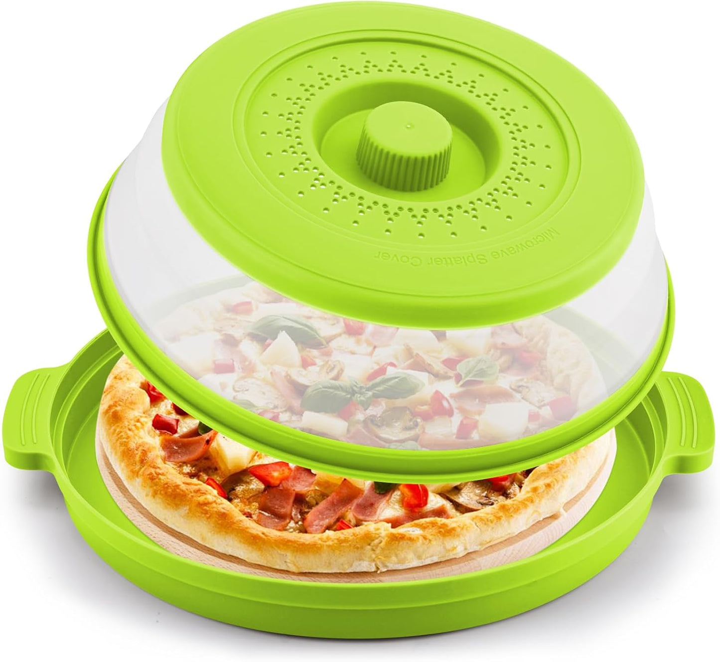 ONXE Vented Microwave Splatter Cover - Anti-Scald Base Mat - Meal Prep Essential