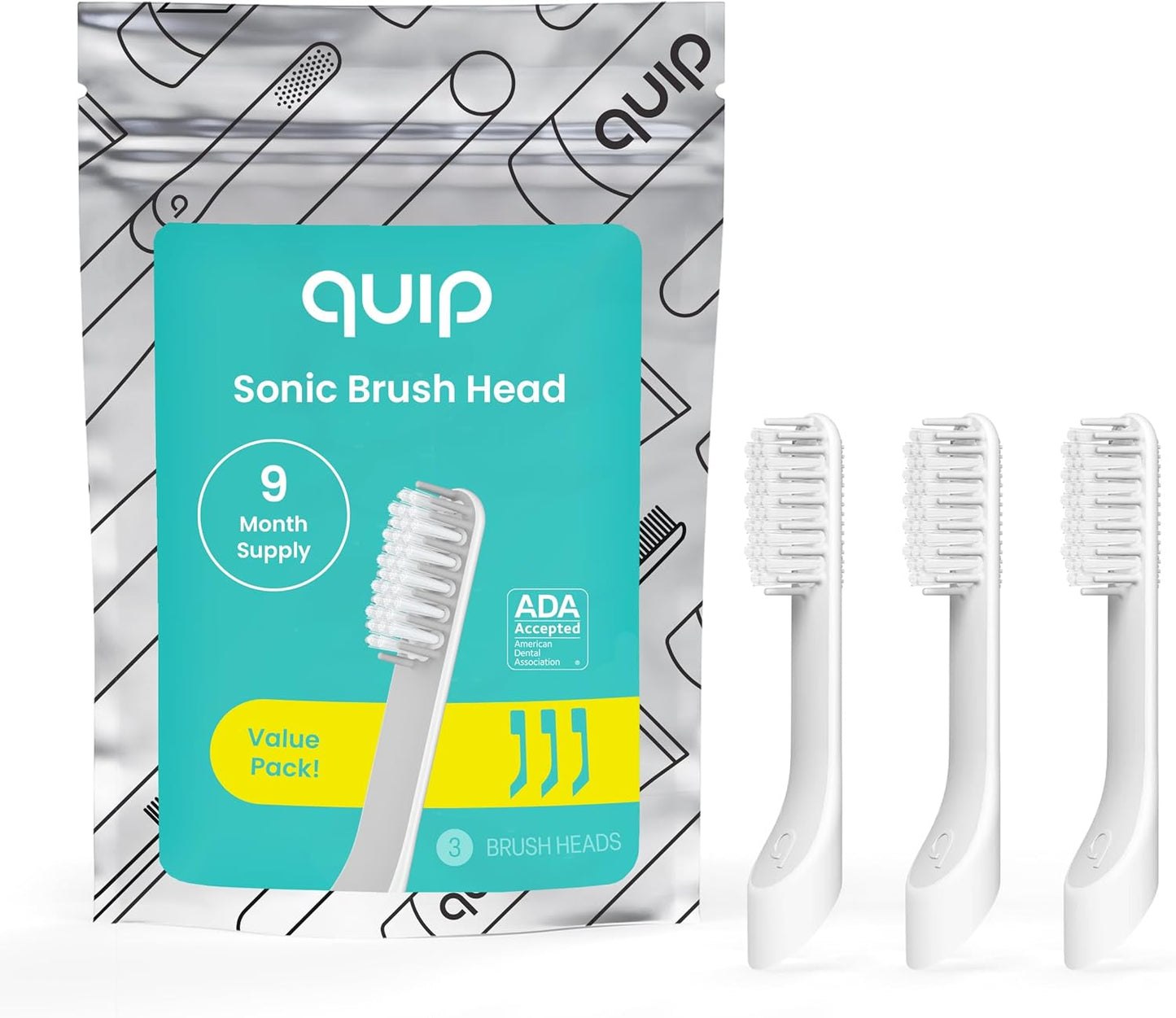 quip Sonic Toothbrush Replacement Heads - 3 Pack for Adults