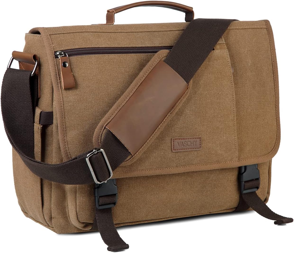 VASCHY Messenger Bag for Men: Durable Canvas Laptop Satchel