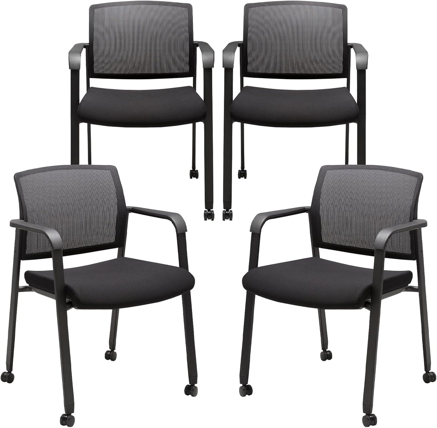 CLATINA Mesh Back Guest Reception Arm Chairs with Wheels
