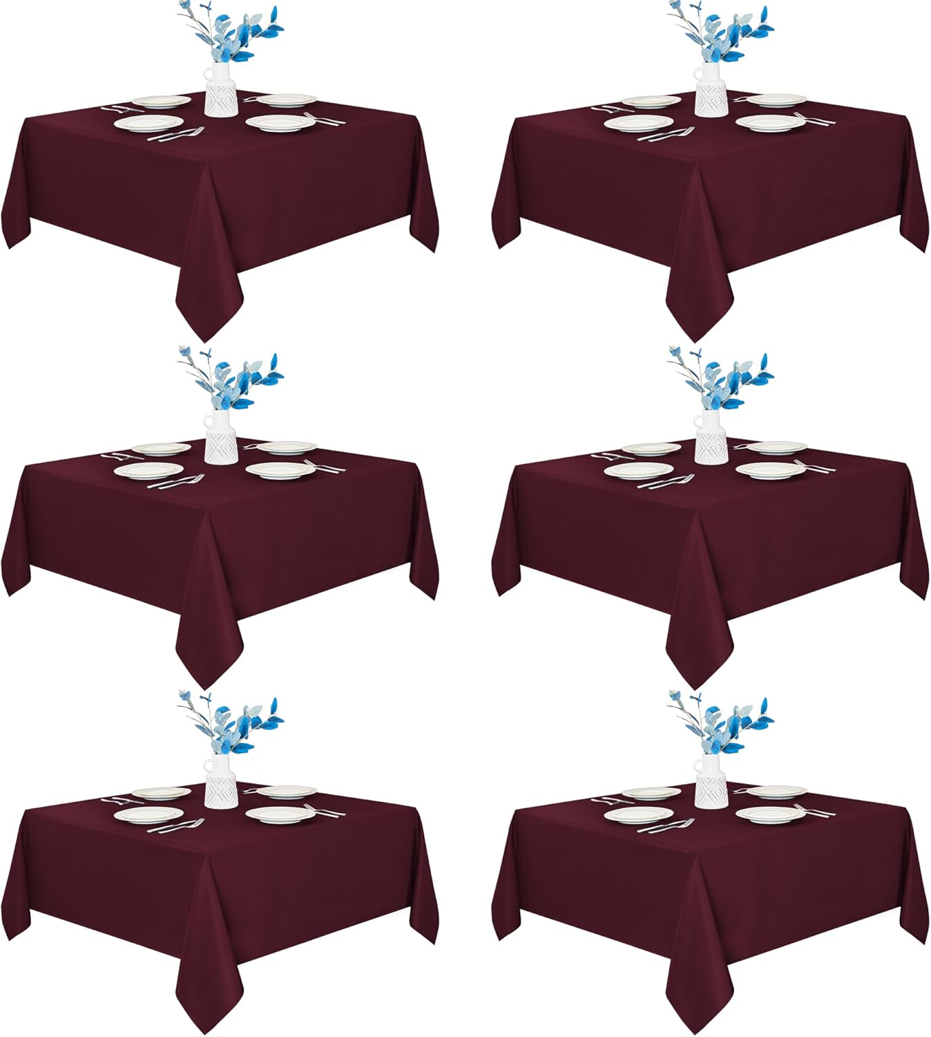 Stain-Resistant Burgundy Tablecloths - 70 x 70