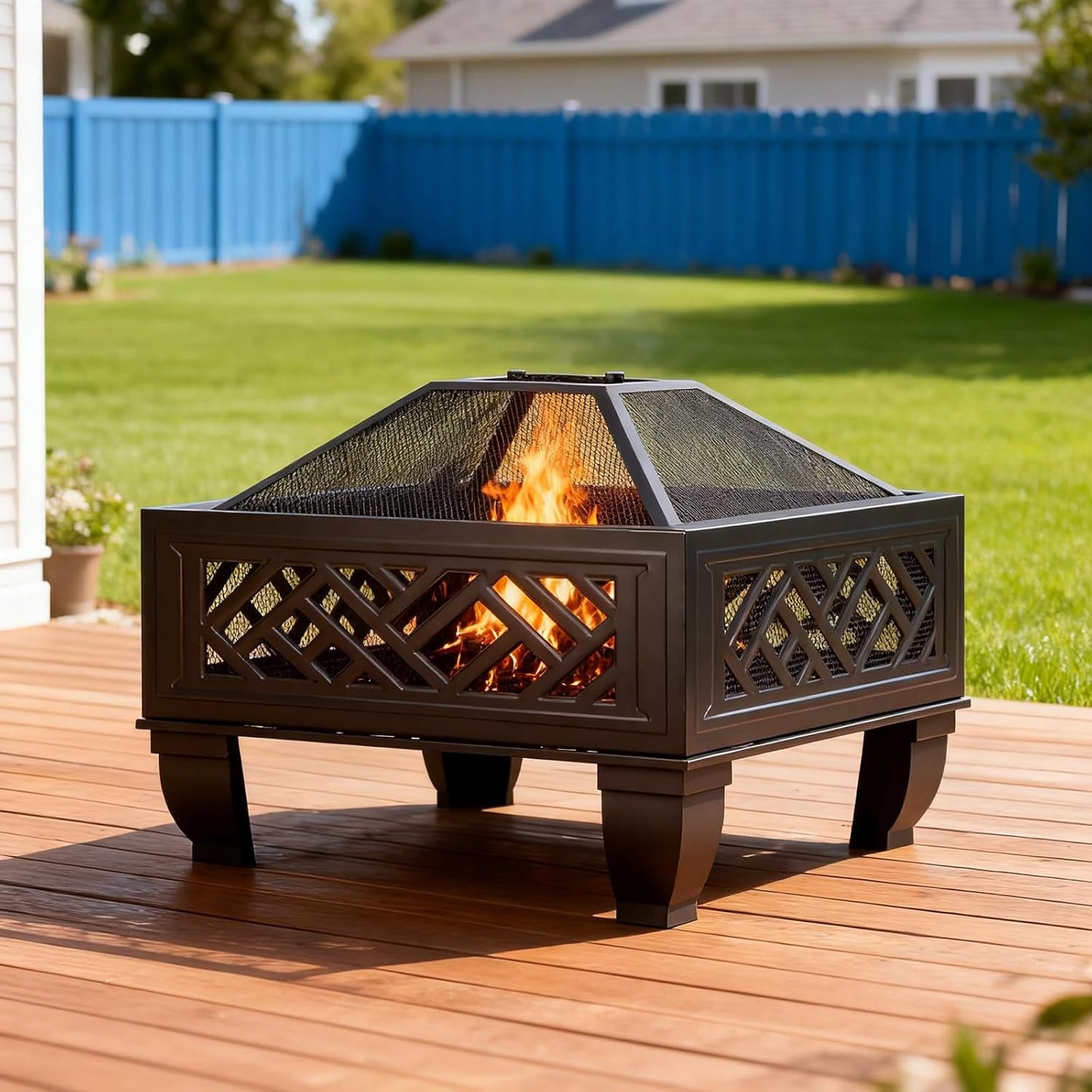 Breezz 26 Inch Wood Burning Fire Pit for Outdoor Gatherings