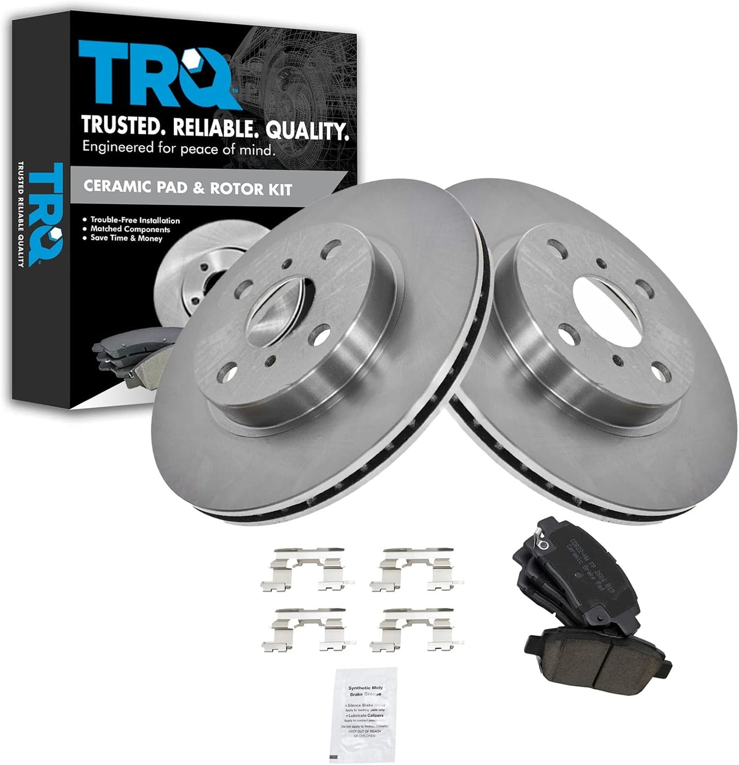 TRQ Brake Pad & Rotor Front Ceramic Kit Set for Toyota Echo MR2