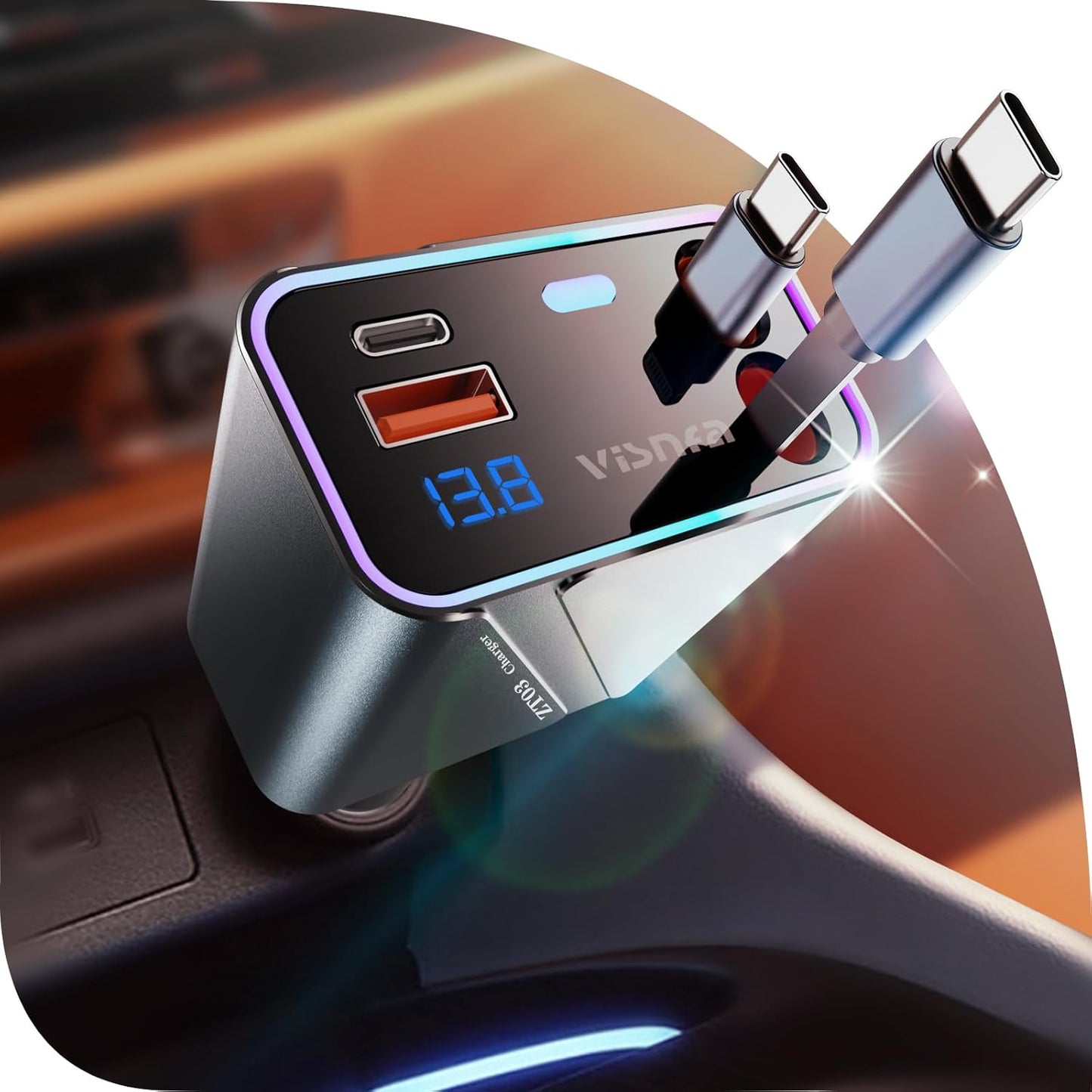 Quick Charge Car Charger for iPhone & Samsung - 180W Power