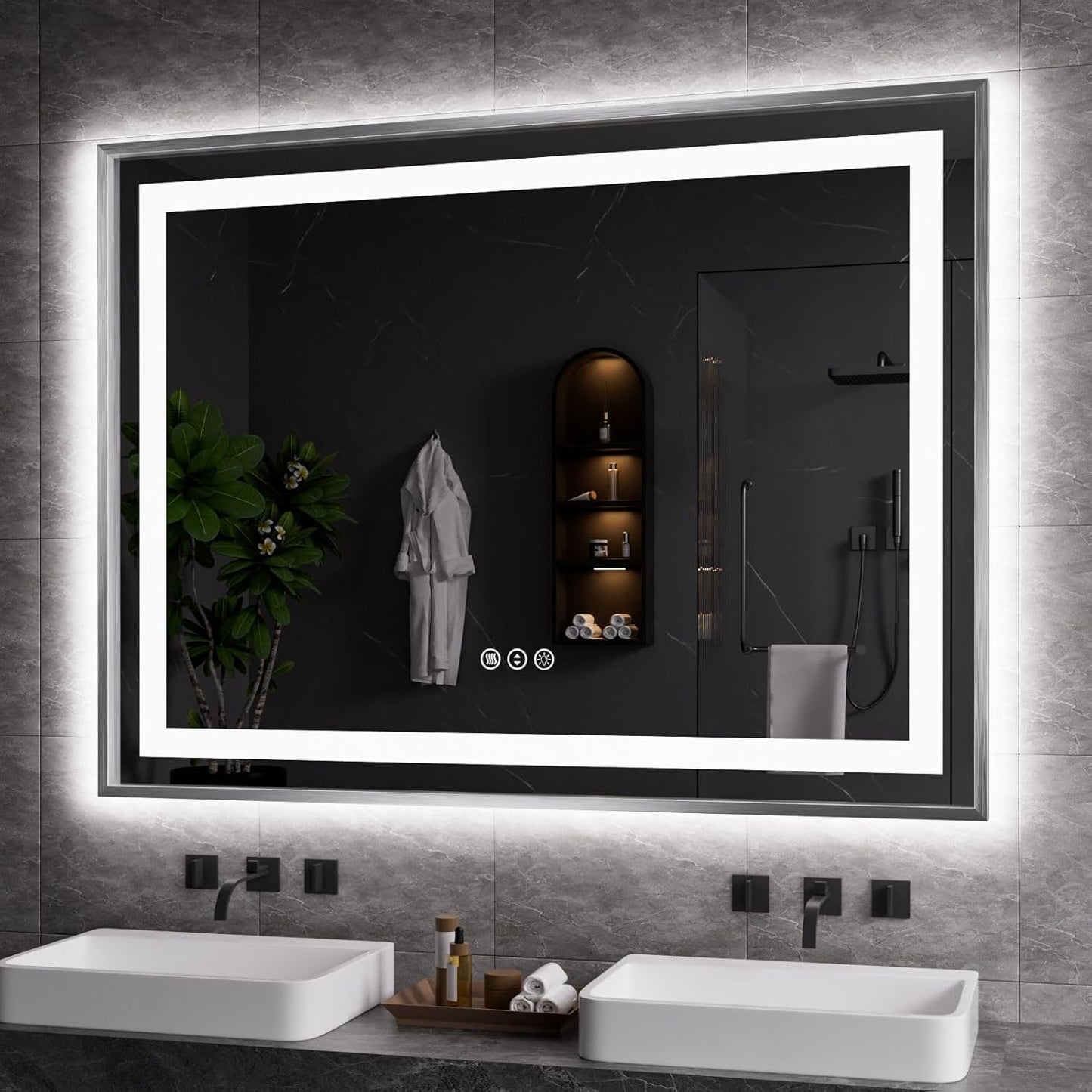 Amorho 48X36 LED Bathroom Mirror with Front Light and Backlit