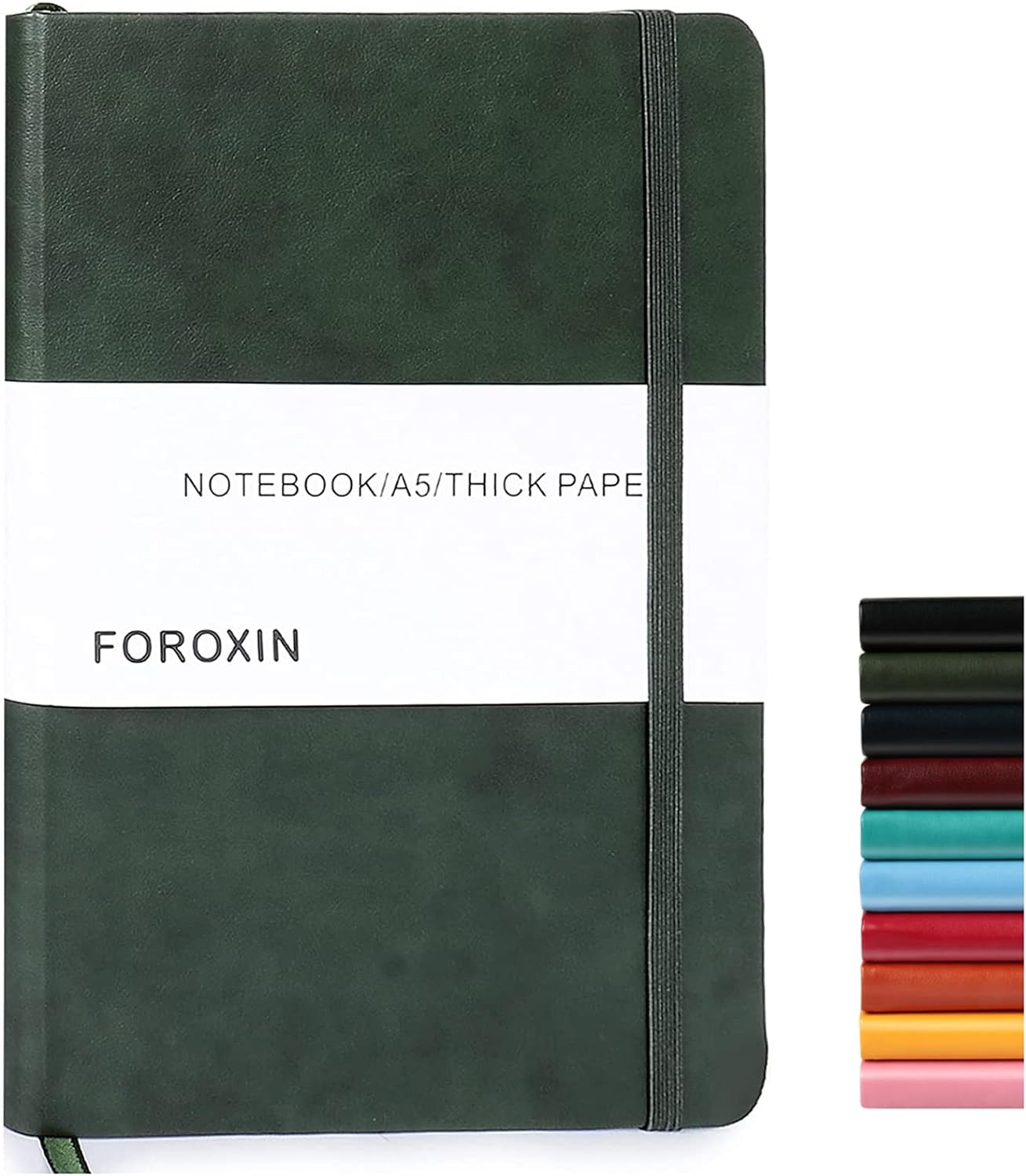Dark Green Leather Journal 192 Pages 8.3x5.7 College Ruled Hardcover with Closure