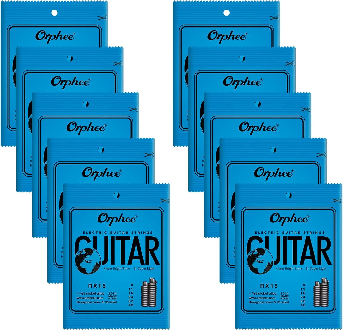POGOLAB Electric Guitar Strings Set - Thin, 09-42, 10 Pack