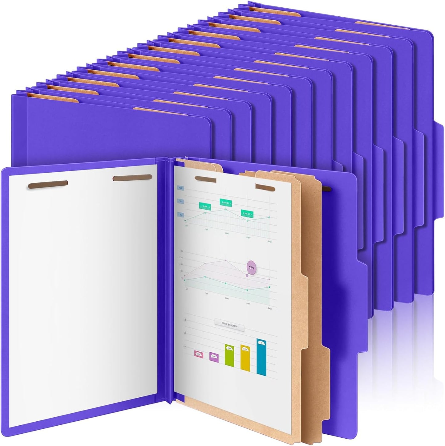 48 Pcs Classification Folders with 2 Dividers for Organizing