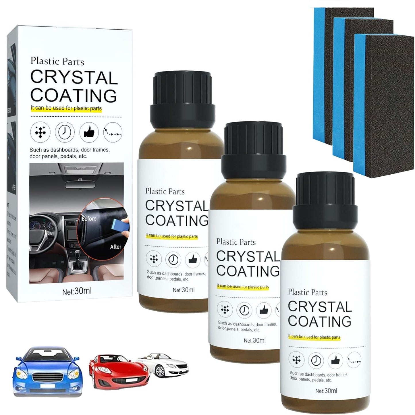 CHUANGJIA 3PCS Car Crystal Coating Set - Easy Gloss Protection