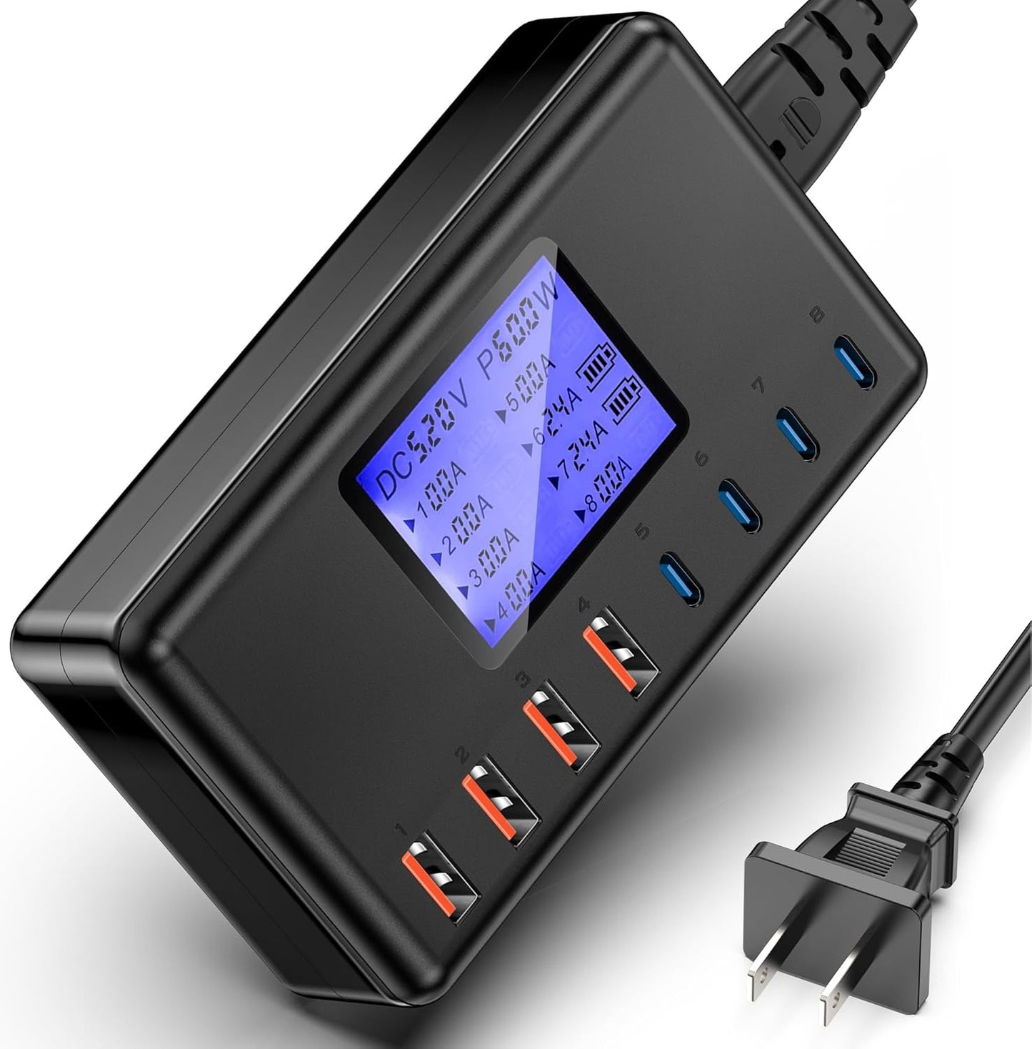 152W Charging Station with 8 Ports for Fast USB-C & USB-A