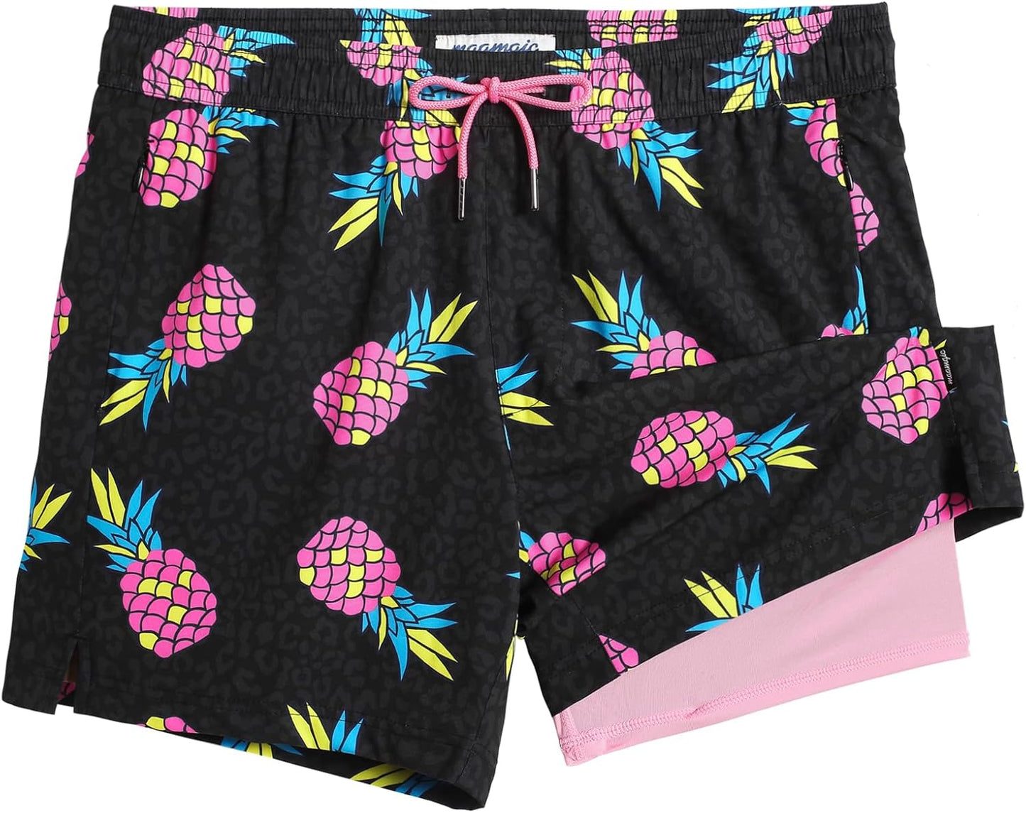 maamgic Mens Swim Trunks with Compression Liner for Comfort