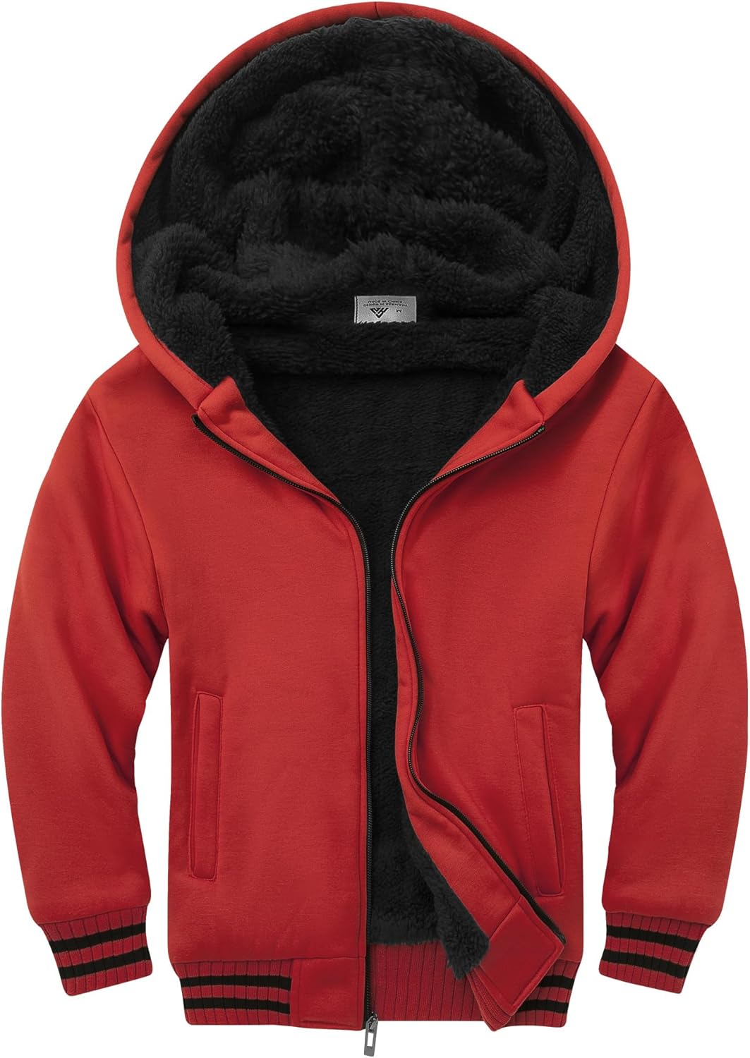 Unisex Boys Girls Fleece Hoodie Sherpa Lined Jacket for Kids