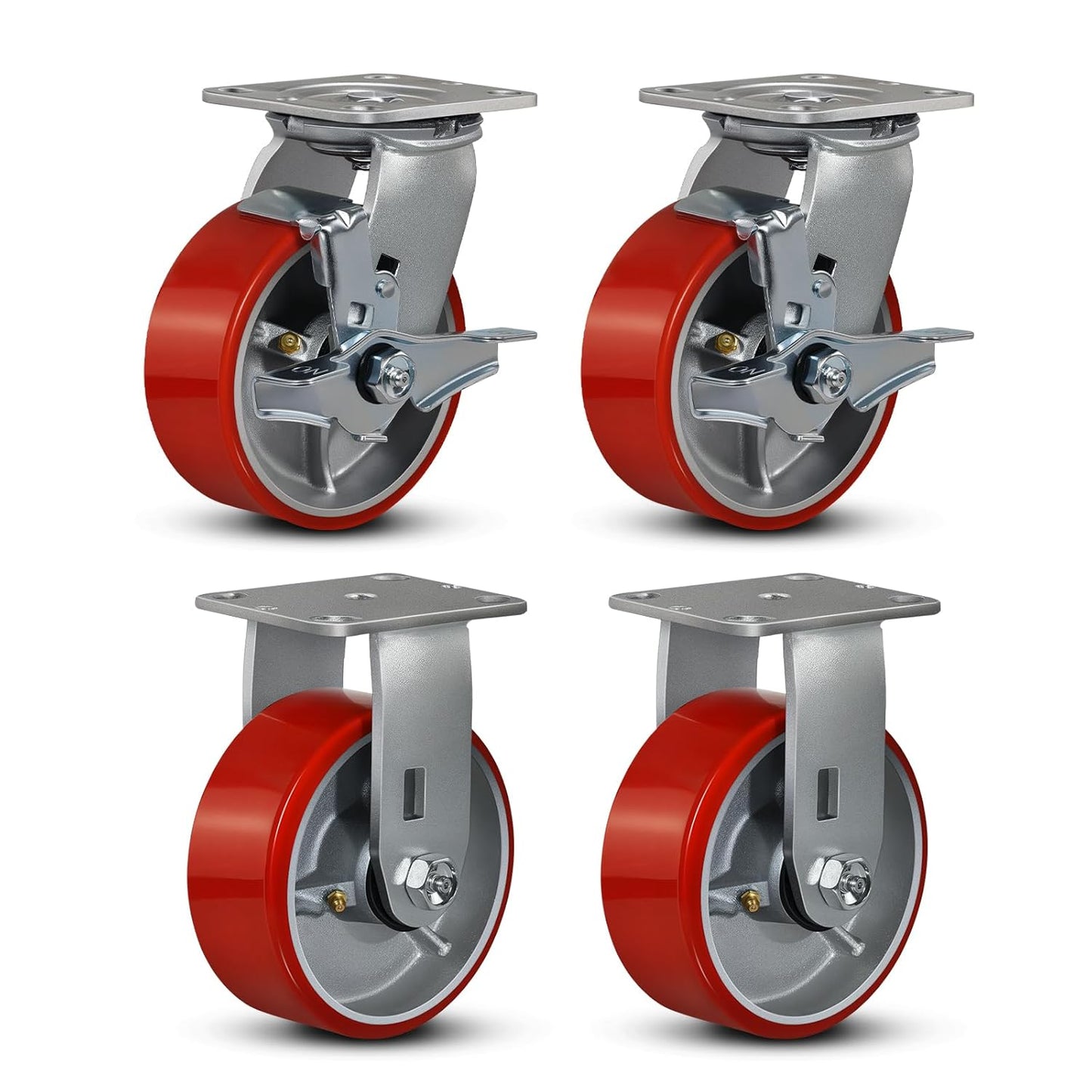 5x2 Industrial Casters - Heavy Duty Polyurethane Wheels for Trucks