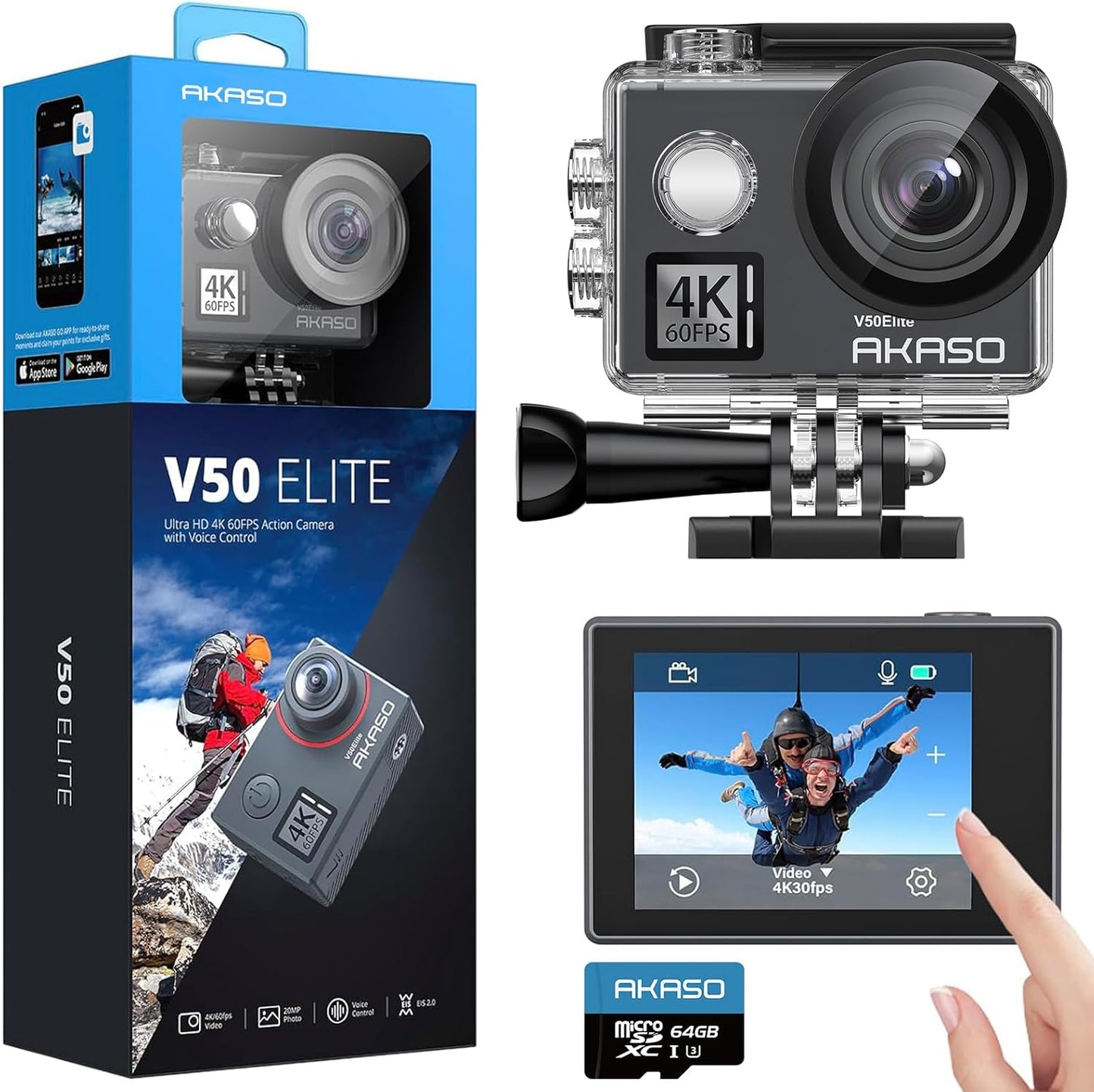 AKASO V50 Elite 4K60fps Action Camera with Voice Control