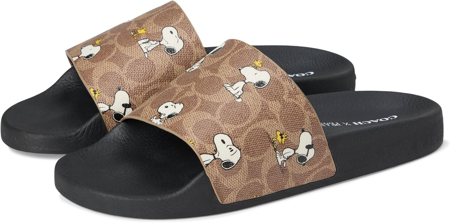 COACH mens Slide Sandal with Peanuts Characters for Summer Fun