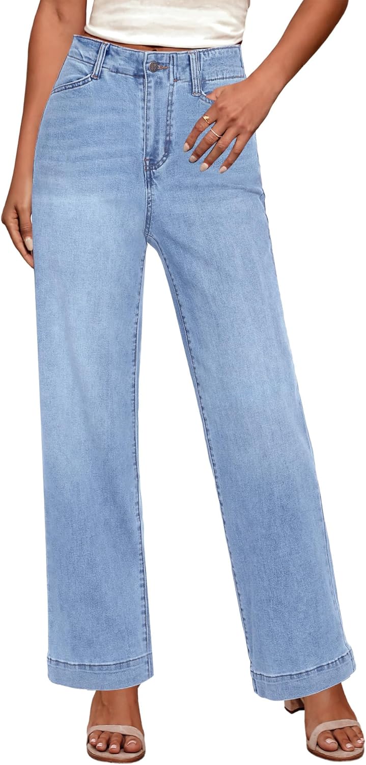 GRAPENT Wide Leg Jeans for Women - High Waisted Trendy Denim
