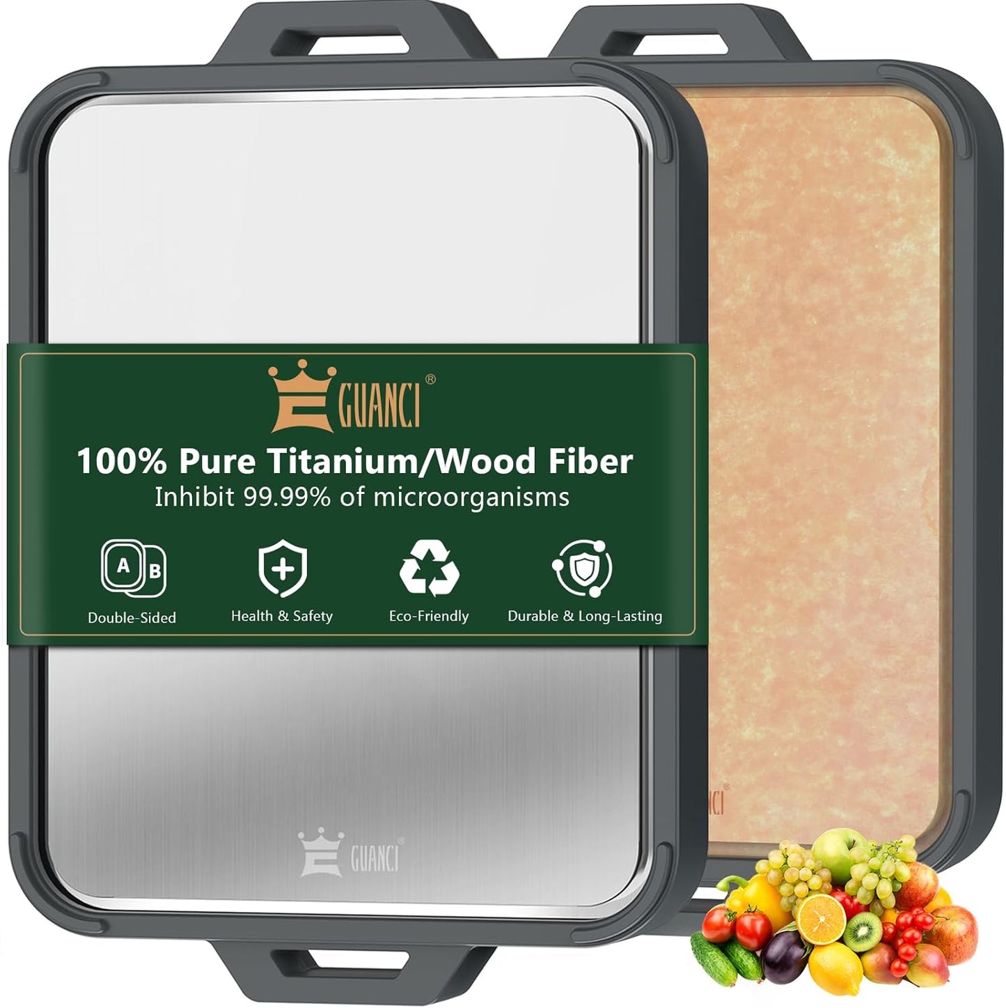Titanium Cutting Board for Kitchen - Dual-Sided Design 16in x 11in