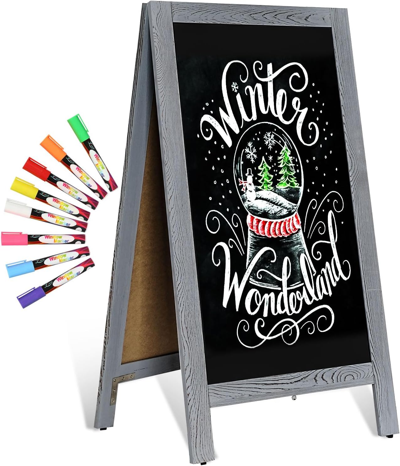 Wooden A-Frame Sign - Double-Sided Magnetic Chalkboard Easel