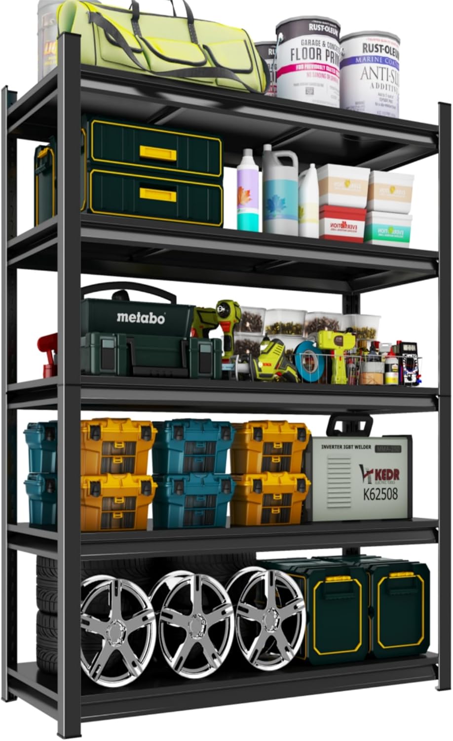 Heavy Duty 5-Tier Adjustable Metal Garage Shelving Unit